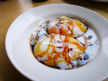 Close-up of dessert served in plate