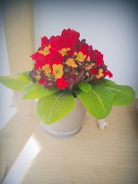 Close-up of flower vase on table