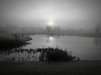 Scenic view of lake against sky