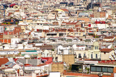 High angle view of buildings in city, barcelona 