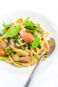 Close-up of pasta in plate