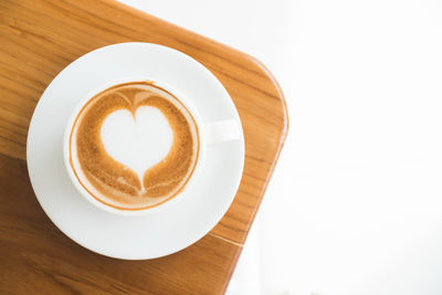 High angle view of coffee on table