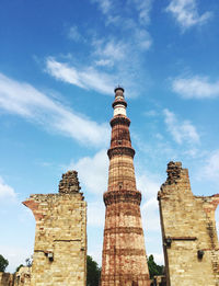 Low angle view of old building against sky