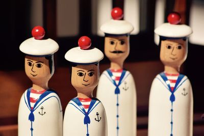 Close-up of sailor figurines