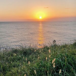 Scenic view of sea against sky during sunset