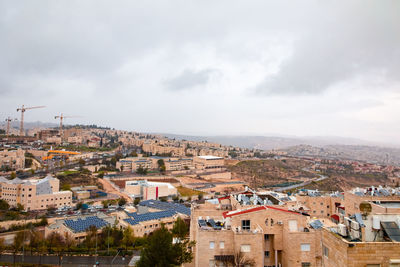 High angle view of townscape against sky