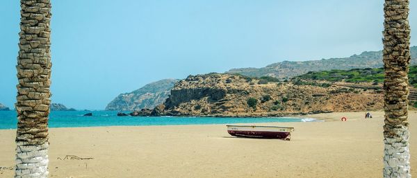 Scenic view of calm sea against clear sky