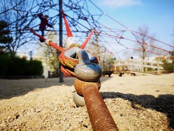 Low angle view of jungle gym