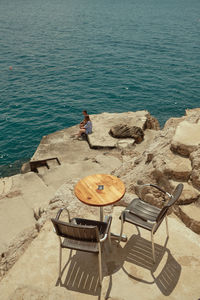 High angle view of beach