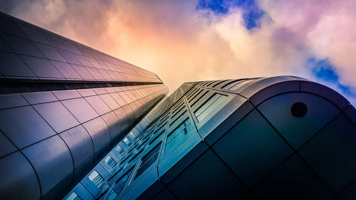 Low angle view of modern building against sky