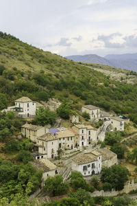 High angle view of townscape against sky