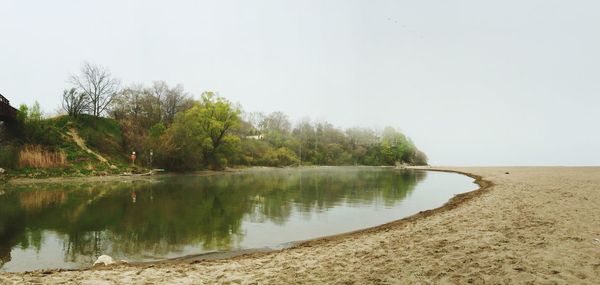 Scenic view of lake against clear sky