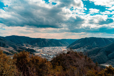 Scenic view of mountains against sky