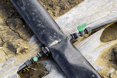 Close-up of water pipe at construction site