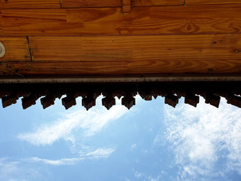 Low angle view of roof of building against sky