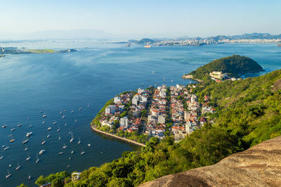 Areal view of rio de janeiro north bay looking toward flamengo beach and the local airport