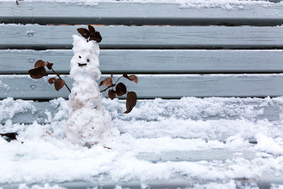 Close up of snowman