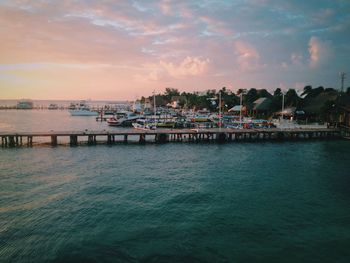 Scenic view of sea at sunset