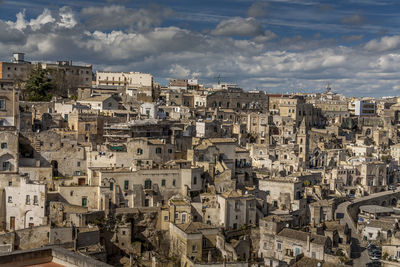 High angle view of buildings in city