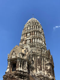 Low angle view of ancient temple pagoda in thailand 