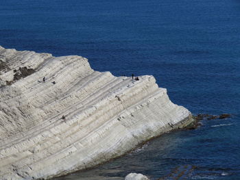 High angle view of rocks on beach