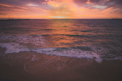 Scenic view of sea against sky during sunset