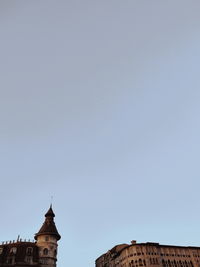 Low angle view of historic building against clear sky