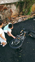 Boy on bicycle