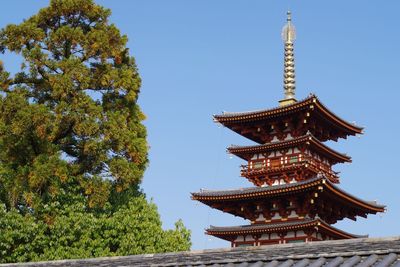 Low angle view of traditional building against sky