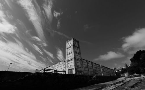 Buildings against cloudy sky