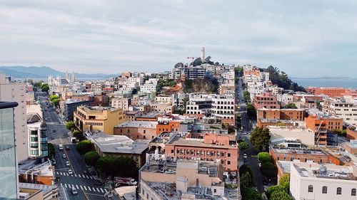 High angle view of townscape against sky