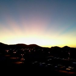 View of illuminated mountains at night