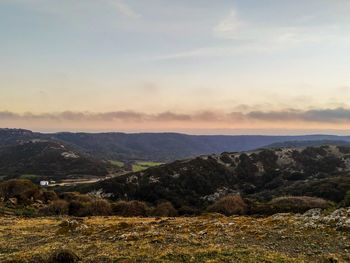 Scenic view of landscape against sky during sunset