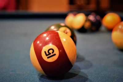 Close-up of balls on table