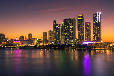 Illuminated city at night