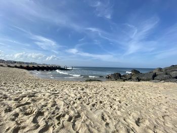 Scenic view of beach against sky