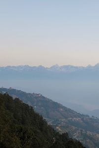 High angle view of mountains against sky