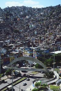 High angle view of cityscape against sky