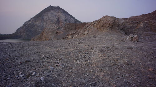 Scenic view of rocky mountains against clear sky