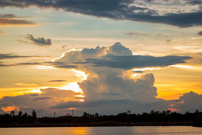 Scenic view of dramatic sky during sunset