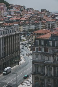 High angle view of cityscape against sky