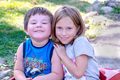 Portrait of an adorable brother and sister