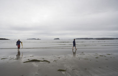 Men walking on sea shore at beach