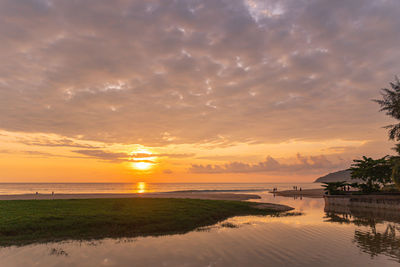 Scenic view of sea against sky during sunset