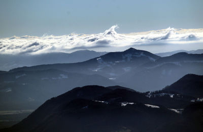 Scenic view of mountains against sky