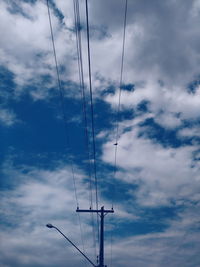 Low angle view of electricity pylon against sky