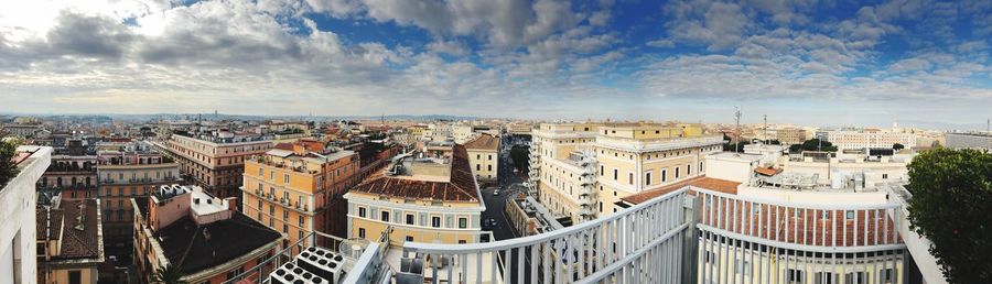 High angle view of city against sky