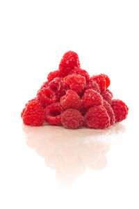 Close-up of strawberry cake against white background