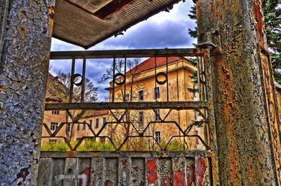 Low angle view of old building against sky