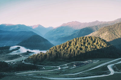 Scenic view of mountains against clear sky